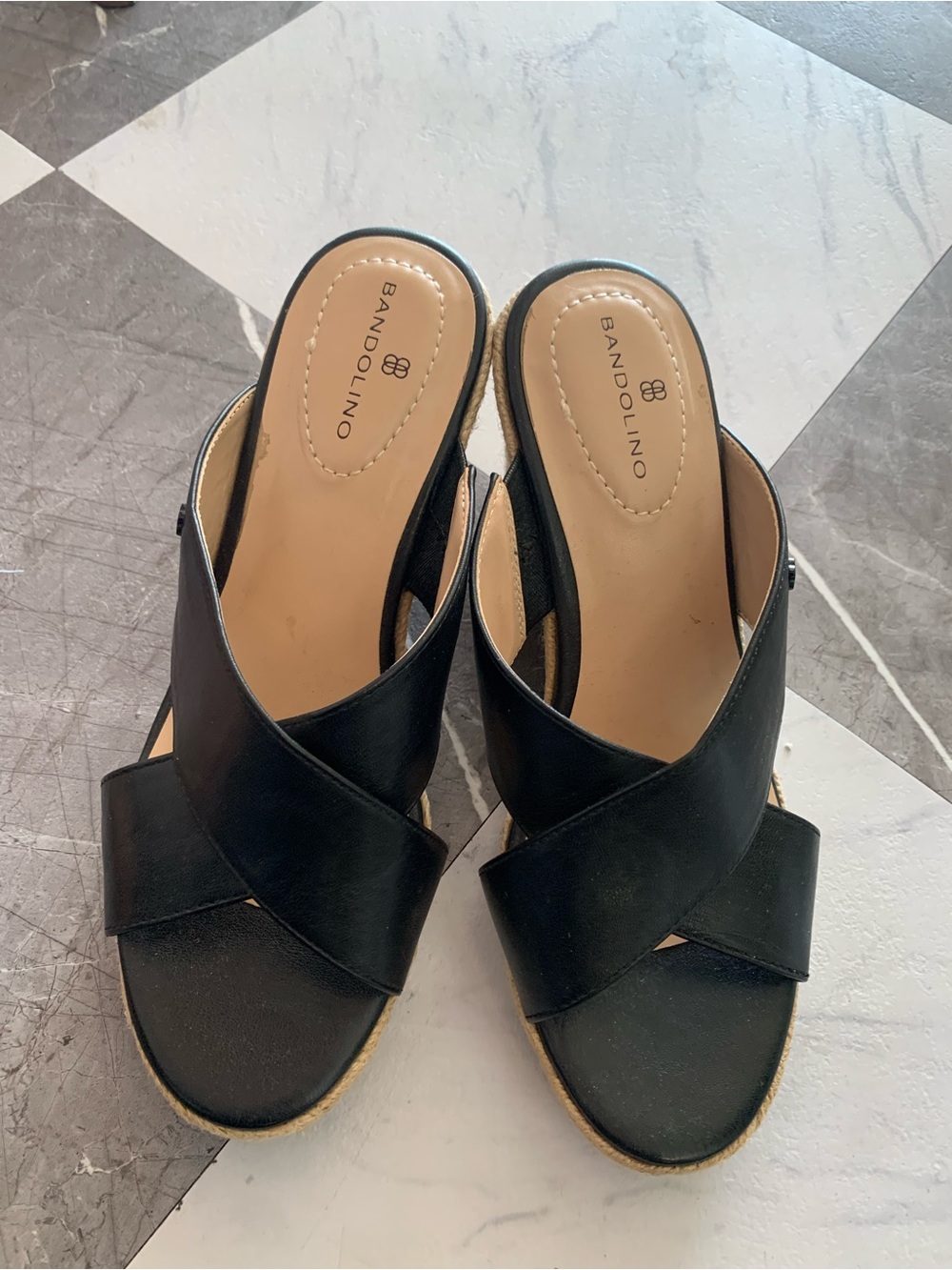 Bandolino Black Crisscross Slide Sandals